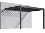 A wall-mounted pergola fixed along one side to the house
